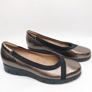 Clarks Artisan Daelyn Hill Wedge Bronze Leather Pump 9.5